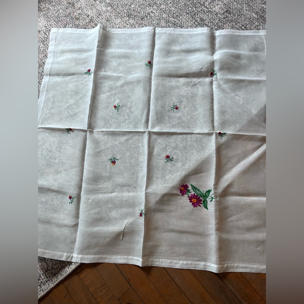 Vintage embroidered, gauze tablecloth